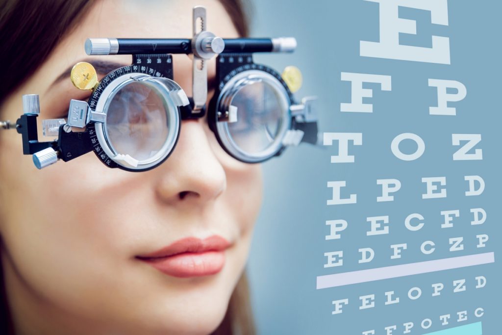 TheREDWords.website/BLOG page. A photo of a woman taking an eye exam.